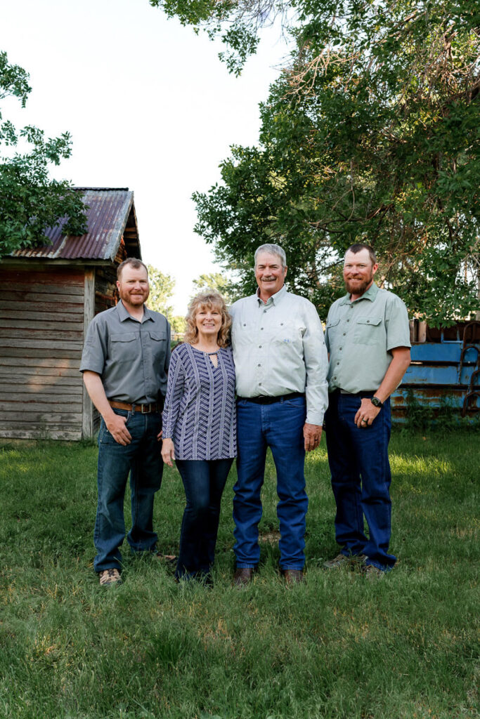 harding family ranch parents and two sons on the ranch