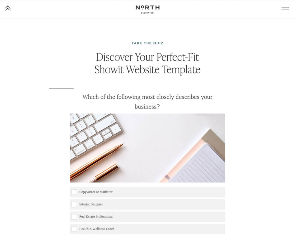 Interact quiz embedded onto Showit website